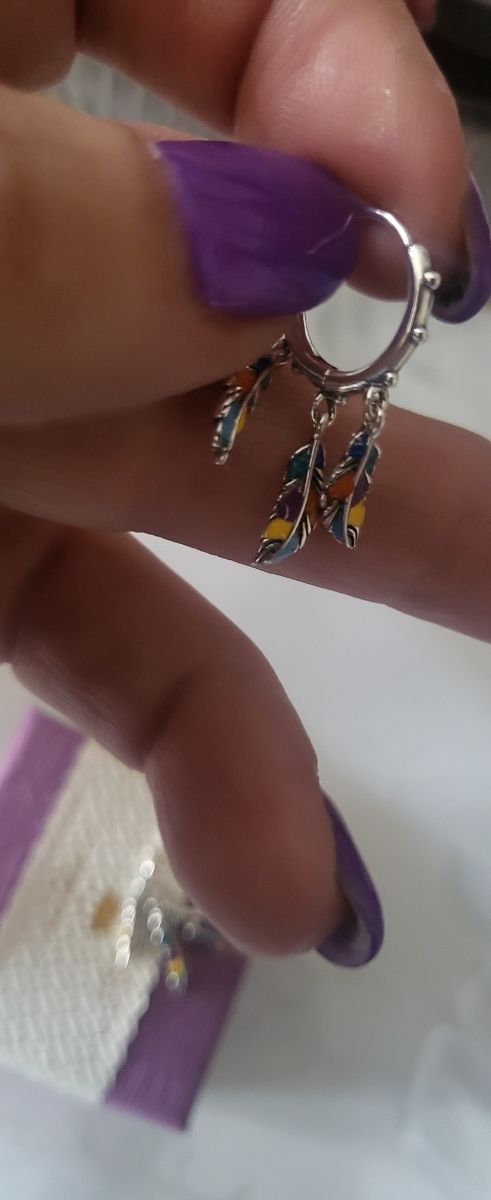 Pendientes plumas plata turquesa