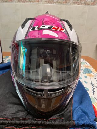 Casco moto LS2 mujer flores
