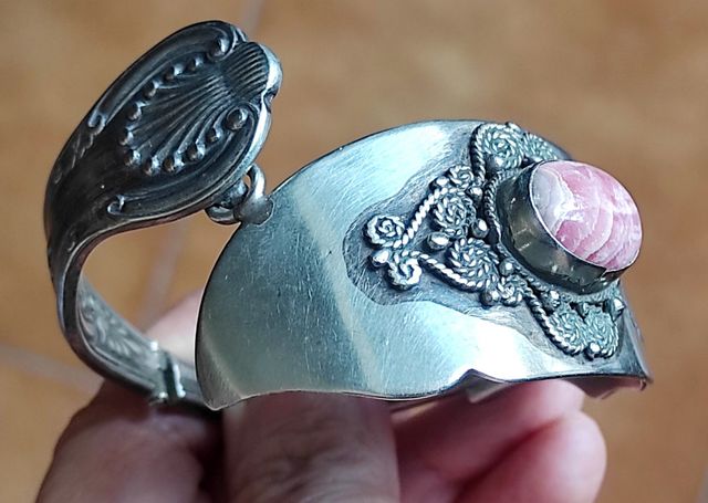 Bracciale Spoon in argento con rodocrosite