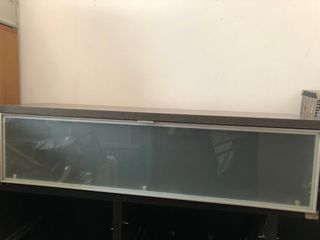 Mueble TV con vitrina - Gris Oscuro