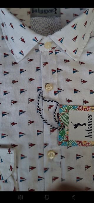 Camicia Bahamas lino bianca a vele