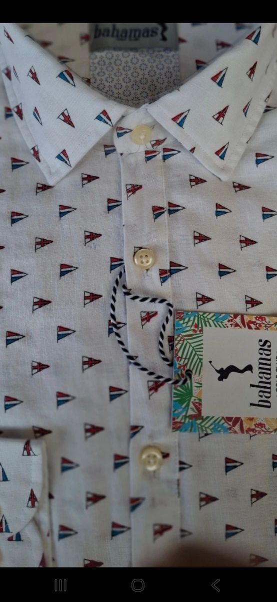 Camicia Bahamas lino bianca a vele