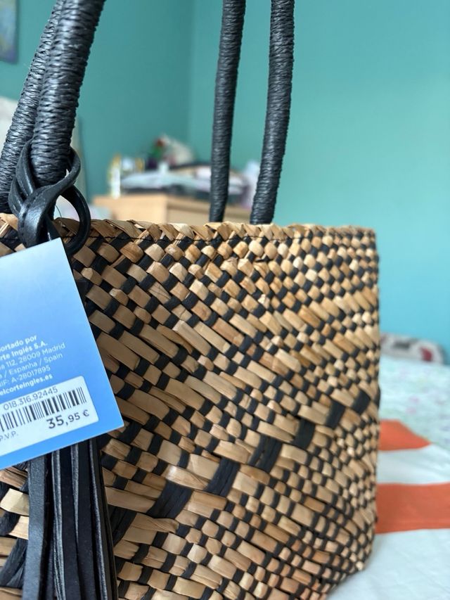 Bolso capacho beige y negro