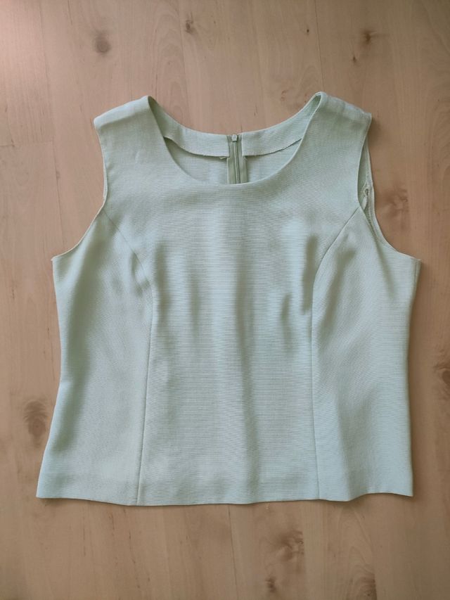 Traje XL chaqueta-pantalón verde menta lino