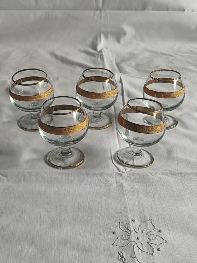 Copas coñac doradas vintage