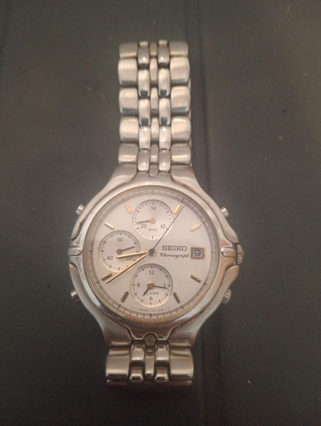 Reloj Seiko Cronógrafo chapado en oro blanco