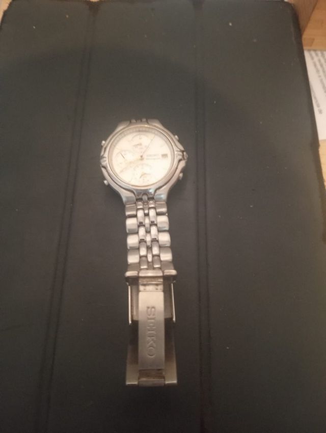 Reloj Seiko Cronógrafo chapado en oro blanco