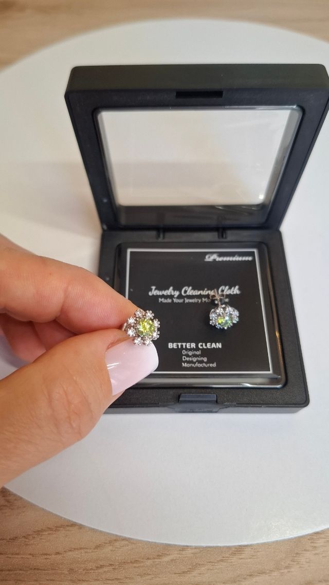 Pendientes moissanita verde plata