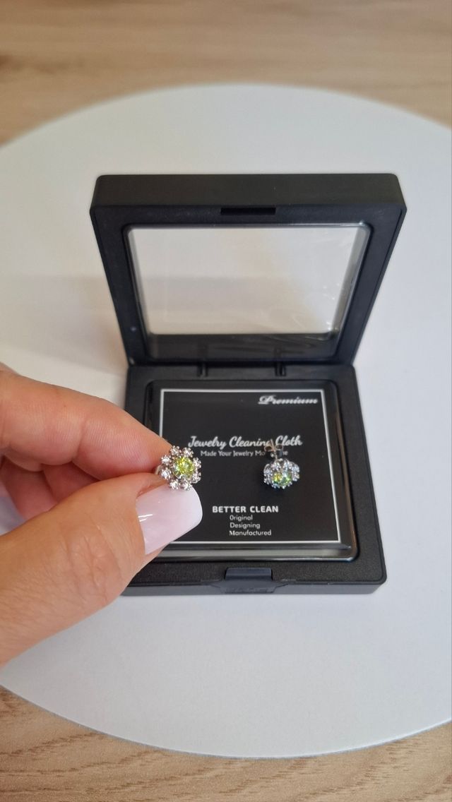 Pendientes moissanita verde plata