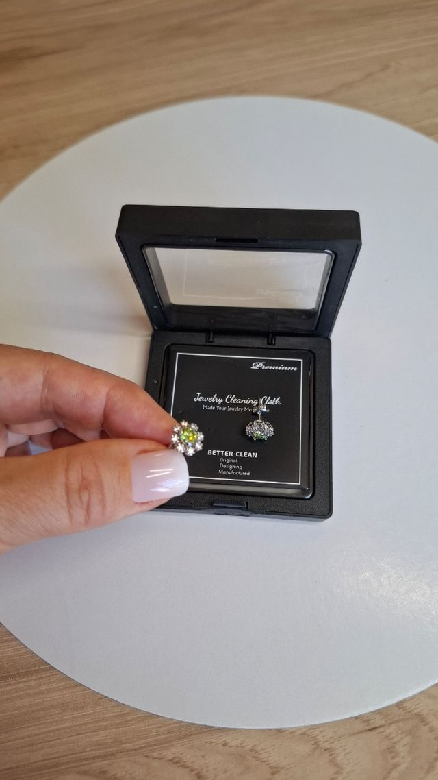 Pendientes moissanita verde plata