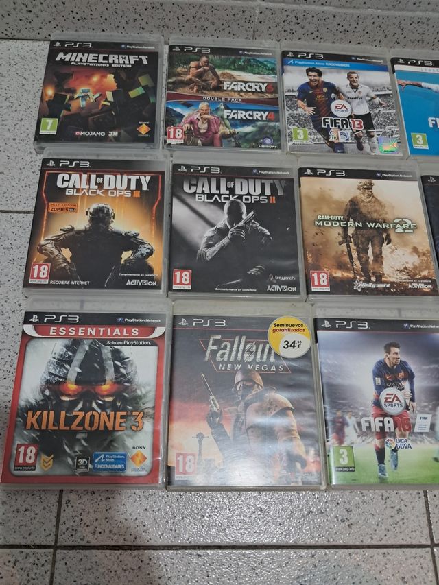 PS3 (PlayStation 3) Azul - 4 mandos y 18 juegos