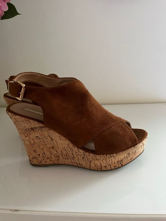 Cuñas ante marrón plataforma talla 39