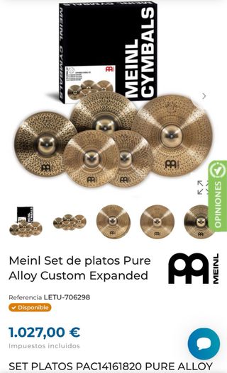 Platos Batería Meinl Pure Alloy Custom Nuevos