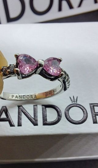 Anillo Pandora lazo rosa 13.5