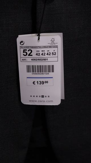 Americana Zara Hombre Gris 52