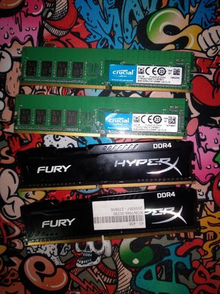 Vendo pack 4x RAM DDR4 - Crucial y HyperX