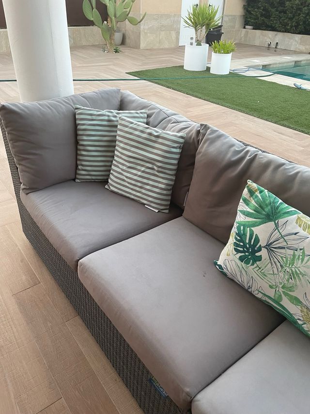 Sofá jardín ratán 4 plazas 2 mód, esquinero y mesa