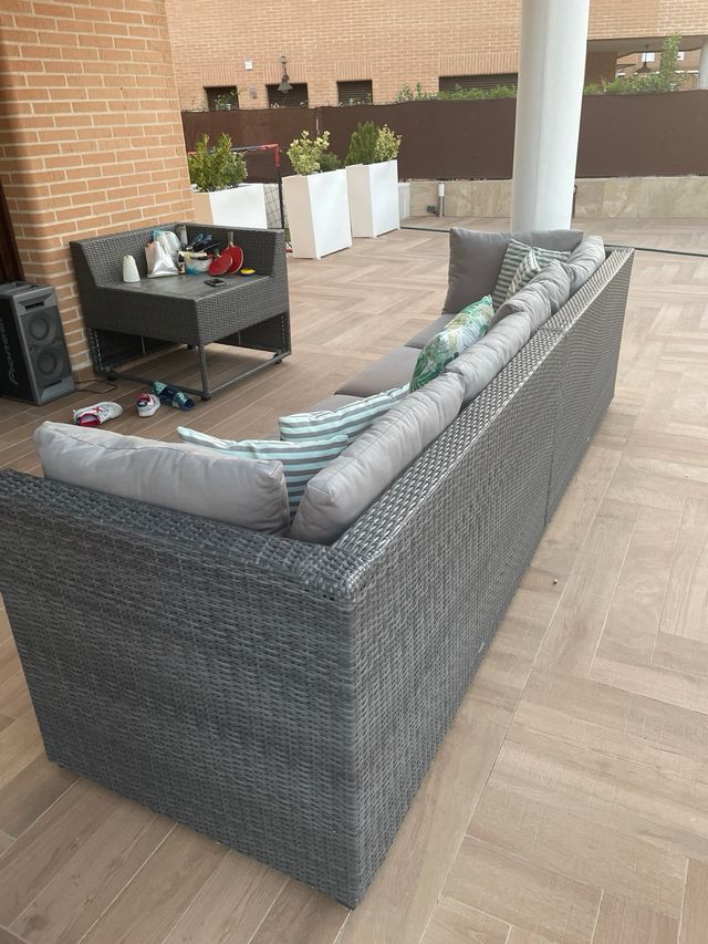 Sofá jardín ratán 4 plazas 2 mód, esquinero y mesa
