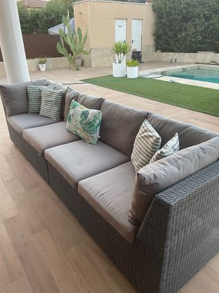 Sofá jardín ratán 4 plazas 2 mód, esquinero y mesa
