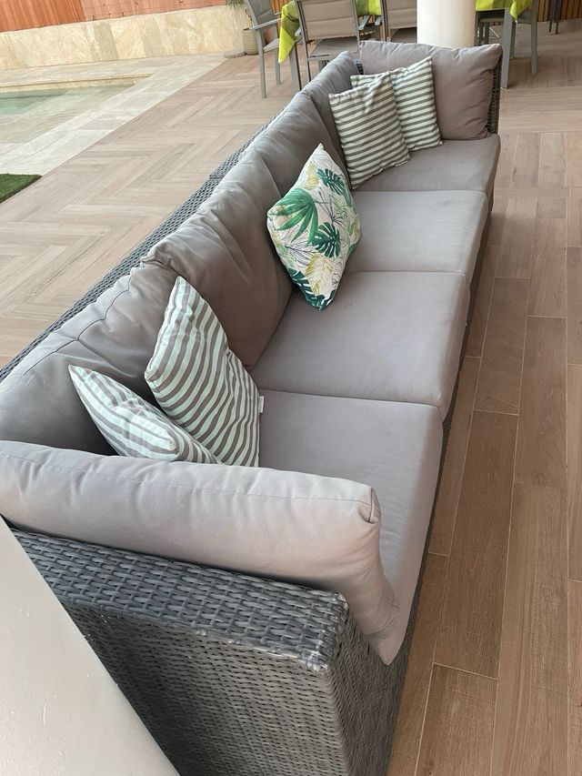 Sofá jardín ratán 4 plazas 2 mód, esquinero y mesa