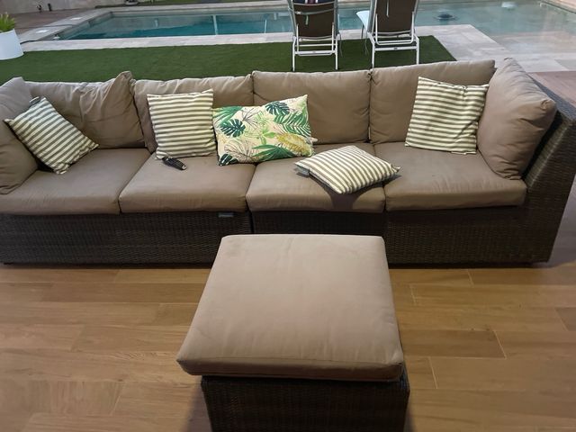 Sofá jardín ratán 4 plazas 2 mód, esquinero y mesa