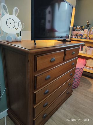 Cómoda 5 cajones madera - Marrón