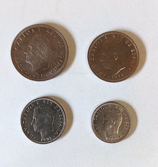 Monedas España 1975: 4 piezas. Muy buen estado