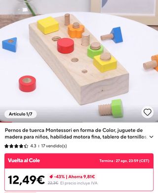 Juguete madera formas geométricas