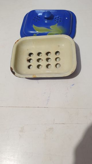 Saboneteira Vintage Azul c/ Detalhes