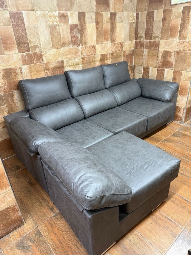 Sofá chaise longue gris - 2,50x1,00cm