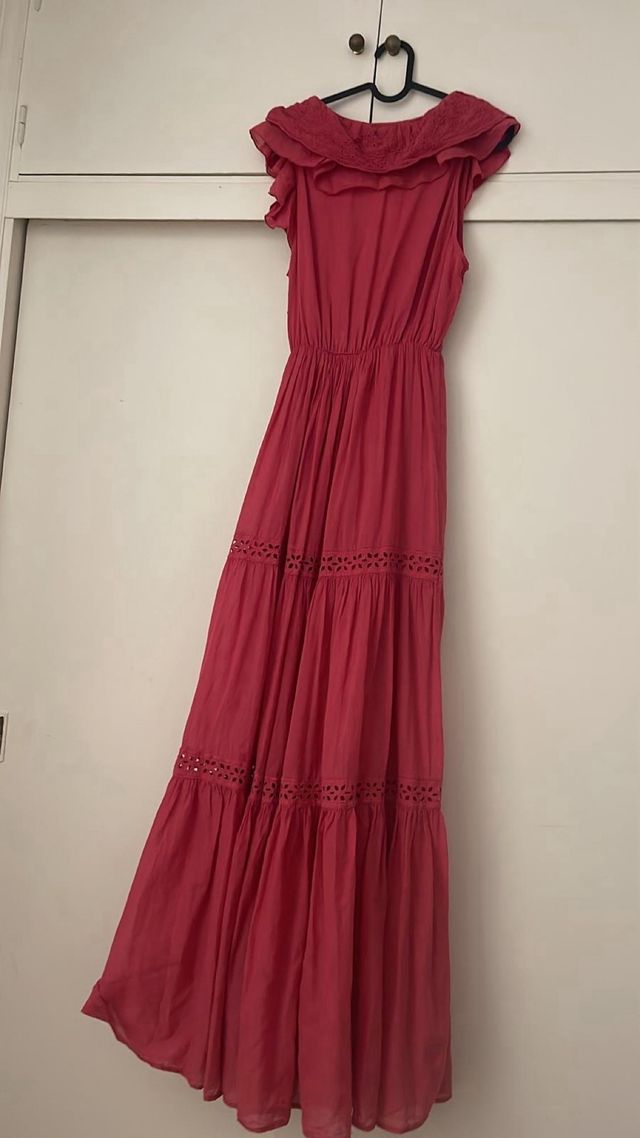 Vestido largo Dixit fucsia