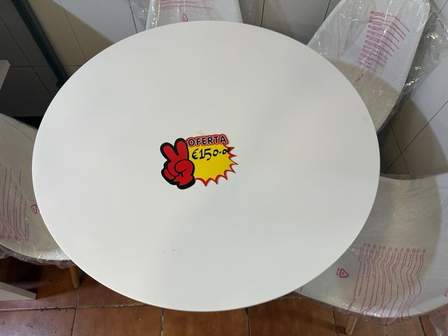OFERTA MESA REDONDA + 4 SILLAS 80cm NUEVO