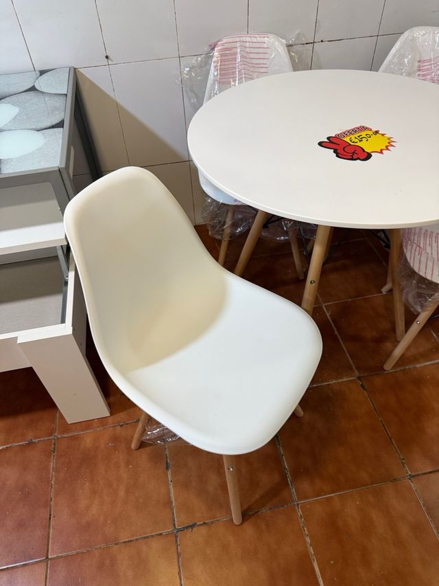 OFERTA MESA REDONDA + 4 SILLAS 80cm NUEVO
