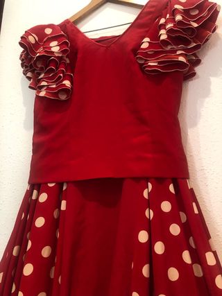 Traje Flamenco lunares rojo-blanco