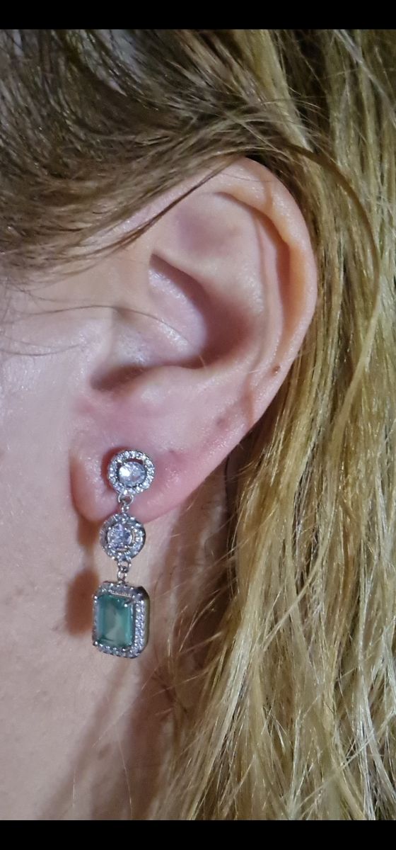 Pendientes Esmeralda Plata
