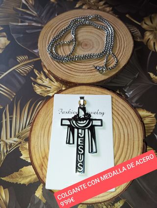 Crucifijo acero zirconitas dorado