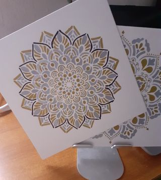 2 Cuadros Mandala Dorados y Plateados