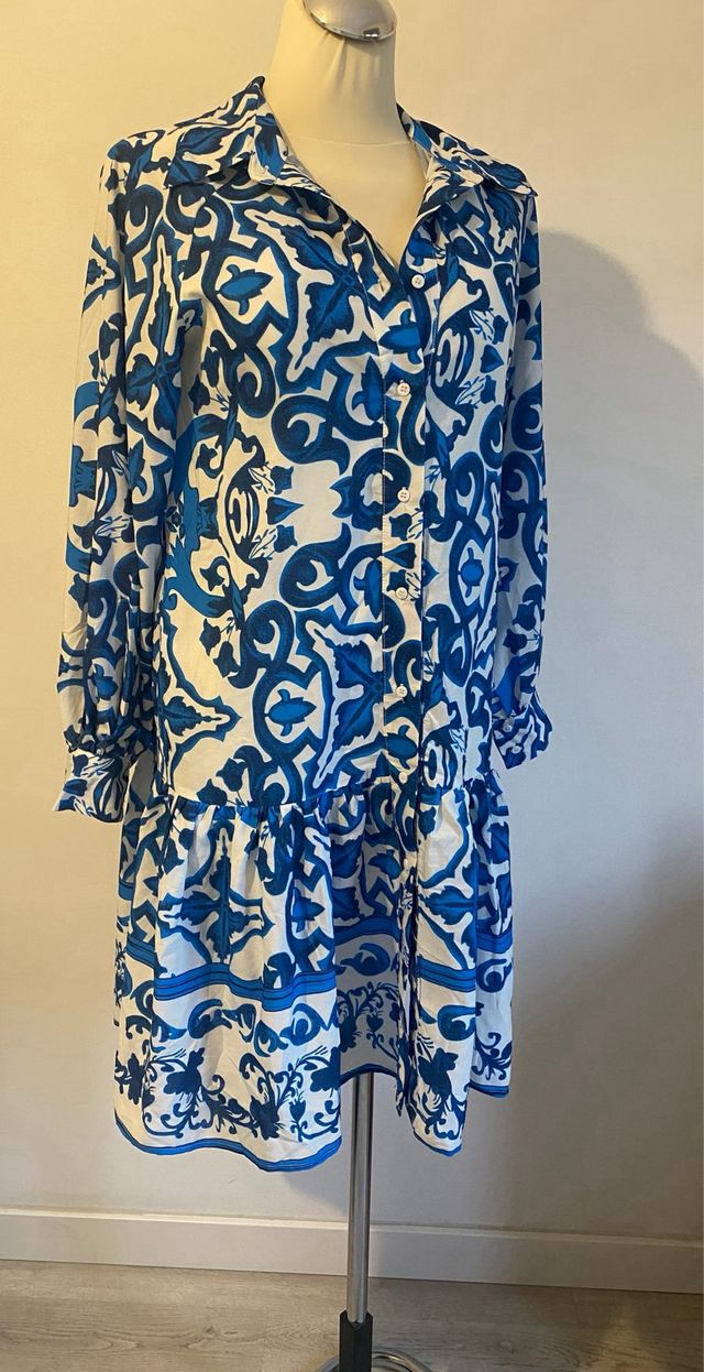 Vestido Morango Azul y Blanco - Talla S