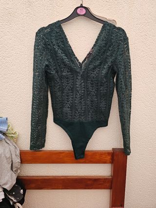 Body Primark encaje verde oscuro XS