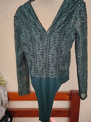 Body Primark encaje verde oscuro XS