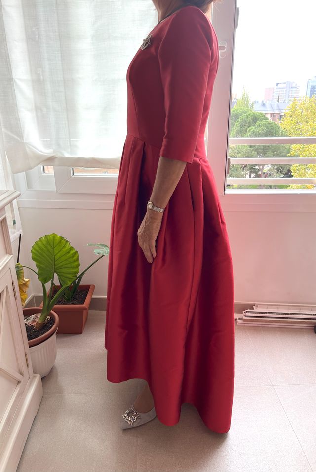 Vestido Madrina Mikado seda Rojo