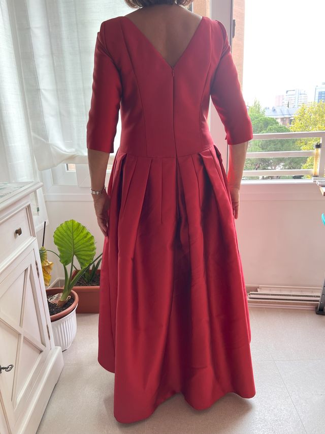 Vestido Madrina Mikado seda Rojo
