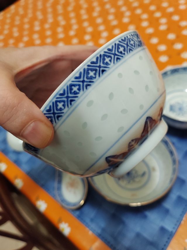 Set 4 Ciotole & 4 Cucchiai Porcellana