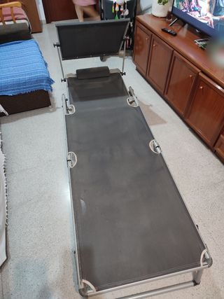 Tumbona playa gris plegable