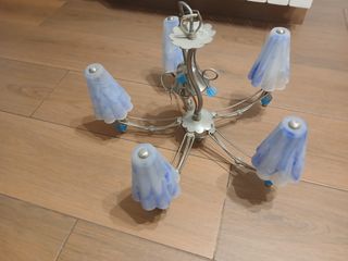 Lamparas vintage 5+3 luces azul plata