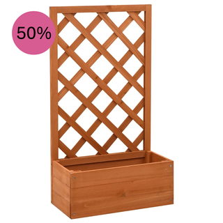 Macetero con enrejado jardín -madera marrón