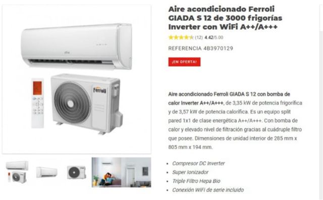 Aire acondicionado más instalación 500€