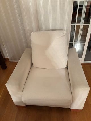 Sofá blanco 3 plazas y sillón