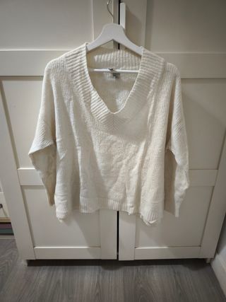 Jersey cuello pico blanco