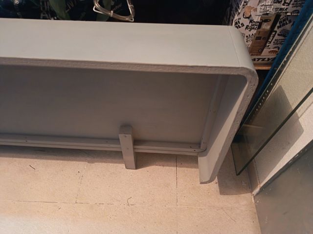 Cabecero madera maciza cama doble gris